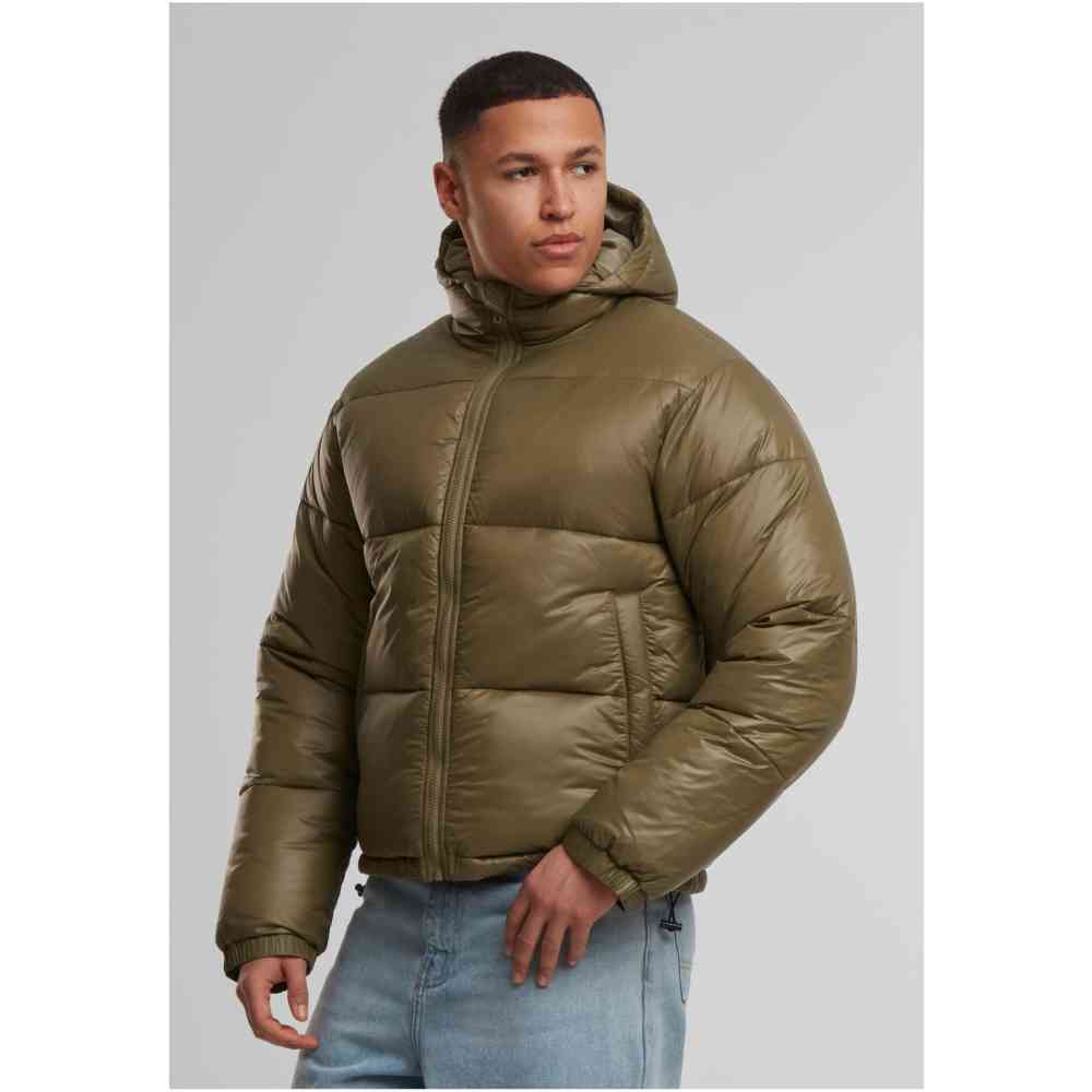 Urban Classics - Shiny With Hood Puffer jacket - Olive green